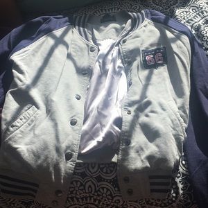 Gray varsity jacket